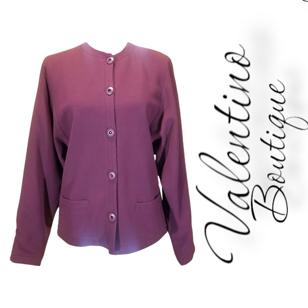 Vintage Valentino Boutique | Italian Wool Crepe Jacket | Lined | Cranber